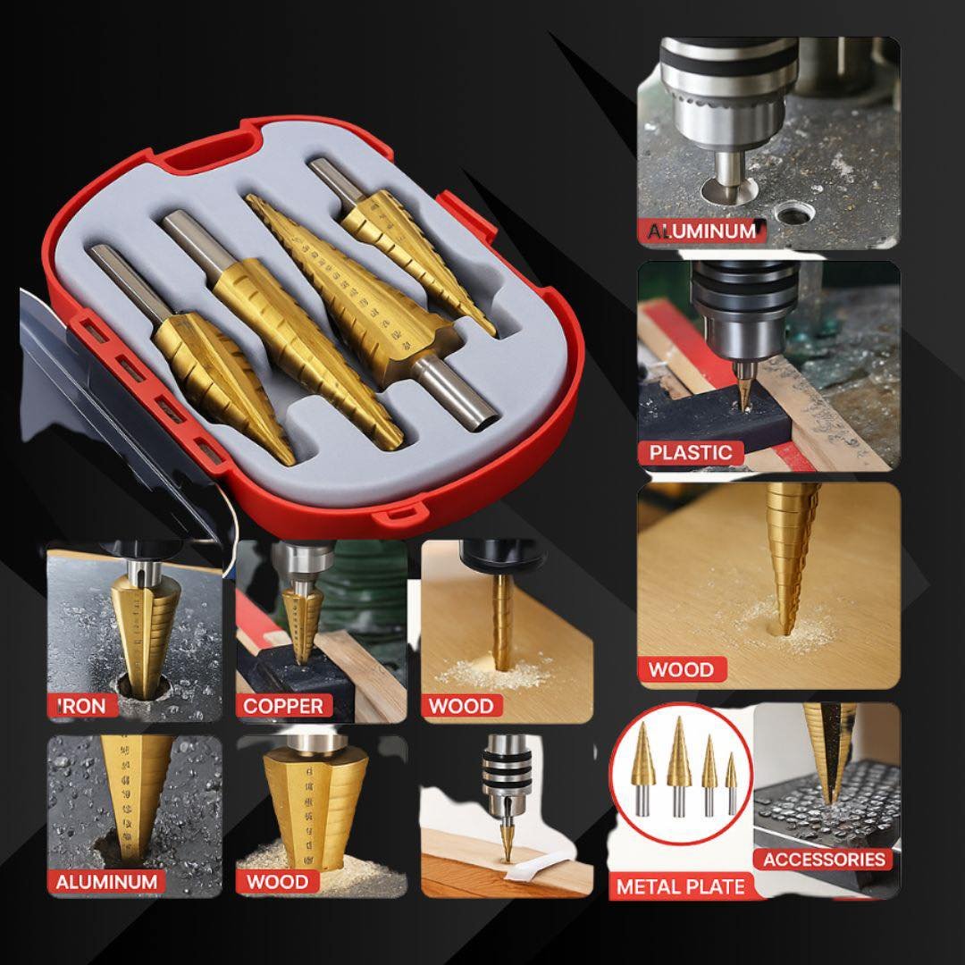 Комплет 3 дупчалки со правоаголни жлебови од HSS со титаниумска обвивка